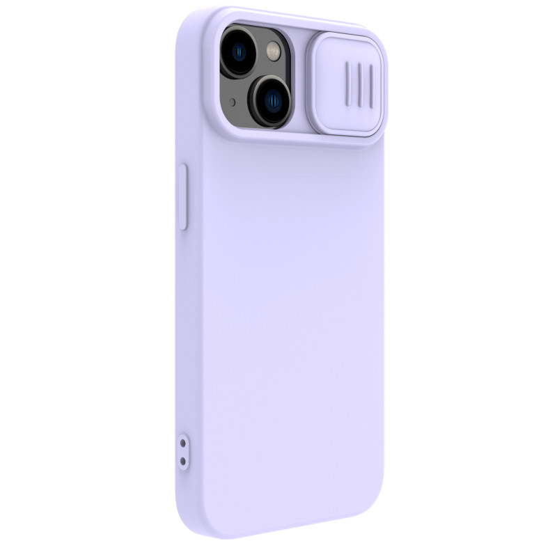 Nillkin CamShield šilkinis silikoninis dėklas, skirtas iPhone 15 Plus su fotoaparato apsauga – violetinė