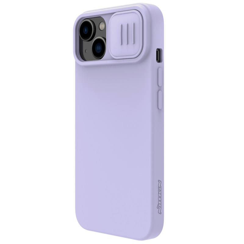 Nillkin CamShield šilkinis silikoninis dėklas, skirtas iPhone 15 Plus su fotoaparato apsauga – violetinė