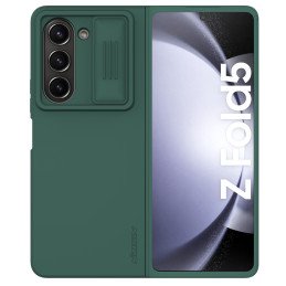 Nillkin CamShield šilkinis silikoninis dėklas, skirtas Samsung Galaxy Z Fold 5 su fotoaparato apsauga – tamsiai žalia