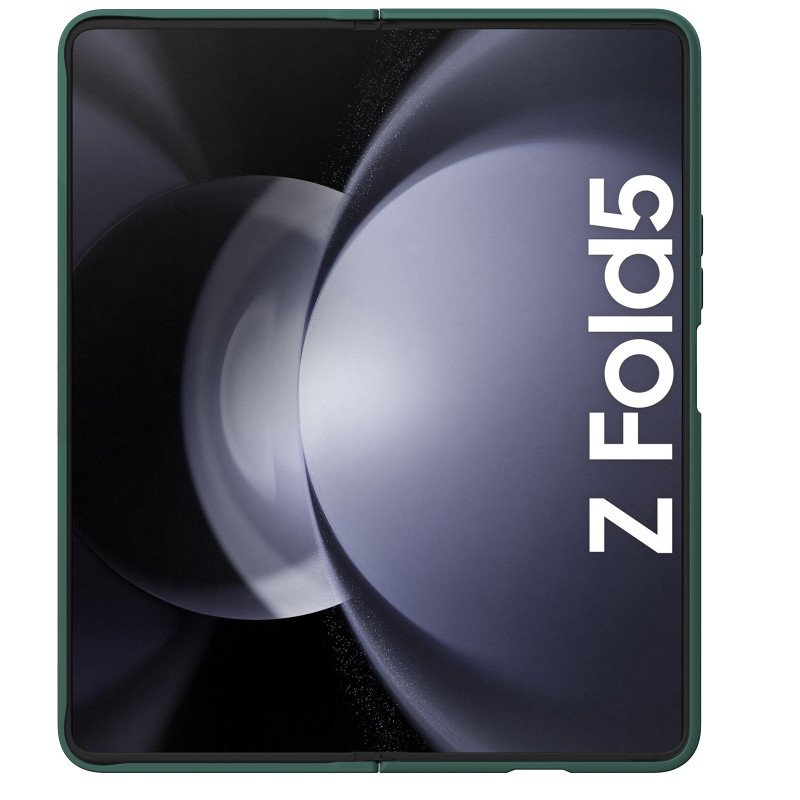 Nillkin CamShield šilkinis silikoninis dėklas, skirtas Samsung Galaxy Z Fold 5 su fotoaparato apsauga – tamsiai žalia