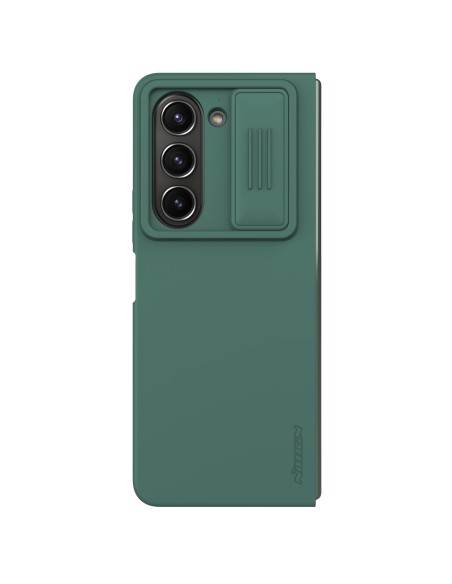 Nillkin CamShield šilkinis silikoninis dėklas, skirtas Samsung Galaxy Z Fold 5 su fotoaparato apsauga – tamsiai žalia