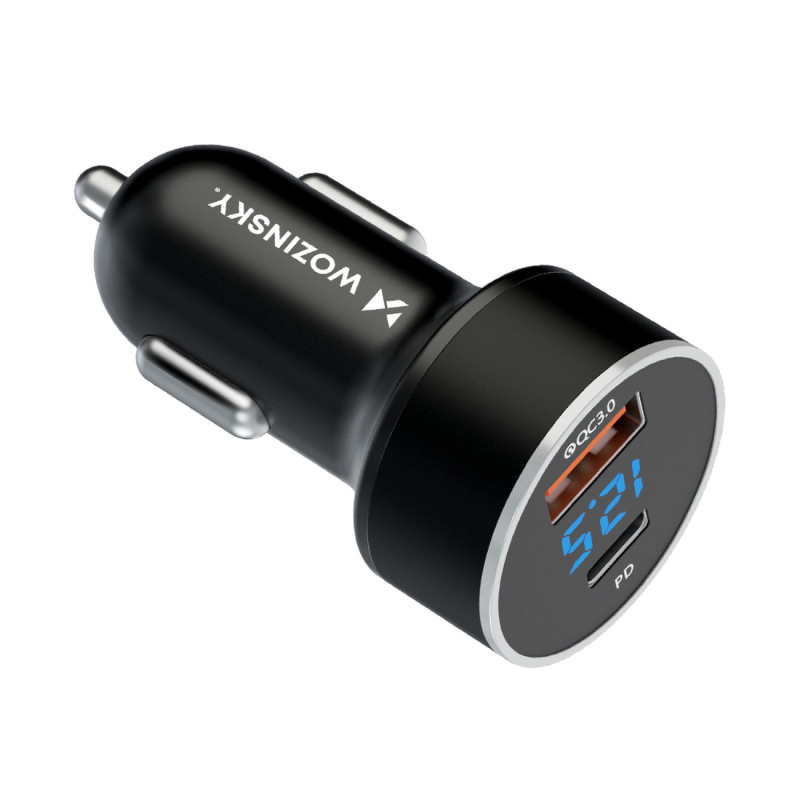 Wozinsky WDCCAC USB-C USB-A 36W automobilinis įkroviklis - juodas