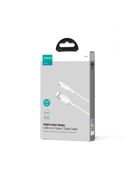 „Joyroom“ kelių spalvų serija SA34-AC6 USB-A / USB-C laidas, 100 W greitas perdavimas, 1 m – baltas „Joyroom“ kelių spalvų serija SA34-AC6 USB-A / USB-C laidas, 100 W greitas perdavimas, 1 m – baltas