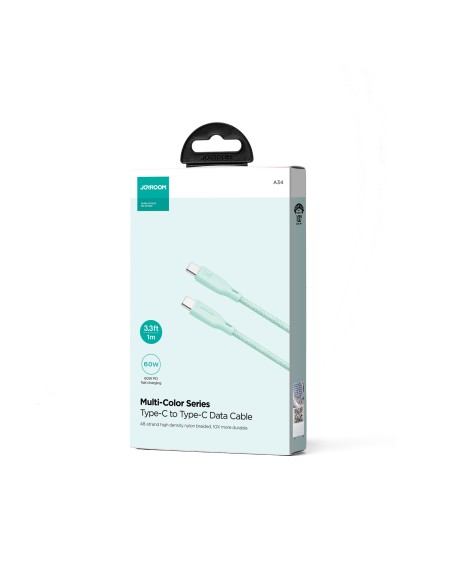 Joyroom SA34-CC3 USB-C – USB-C laidas 60W 480Mb/ s 1m – žalias Joyroom SA34-CC3 USB-C – USB-C laidas 60W 480Mb/ s 1m – žalias