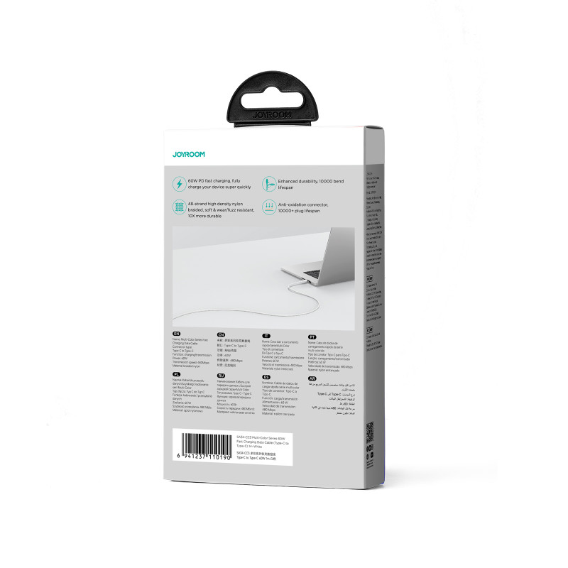 Joyroom SA34-CC3 USB-C – USB-C PD laidas 60W 480Mb/ s 1m – baltas