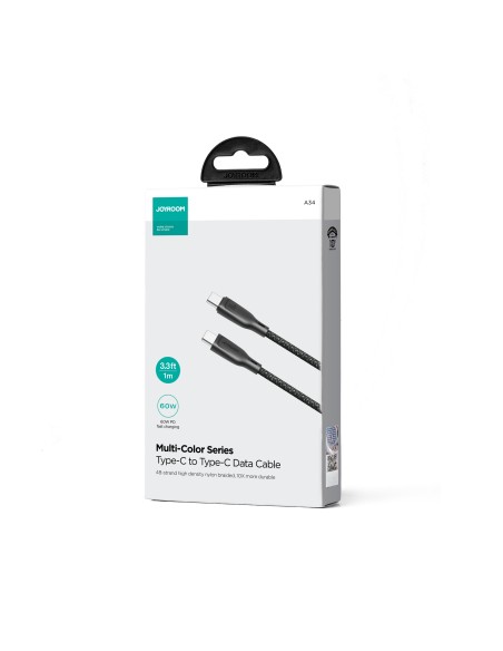 Joyroom SA34-CC3 USB-C - USB-C PD laidas 60W 480Mb/ s 1m - juodas Joyroom SA34-CC3 USB-C - USB-C PD laidas 60W 480Mb/ s 1m - juodas