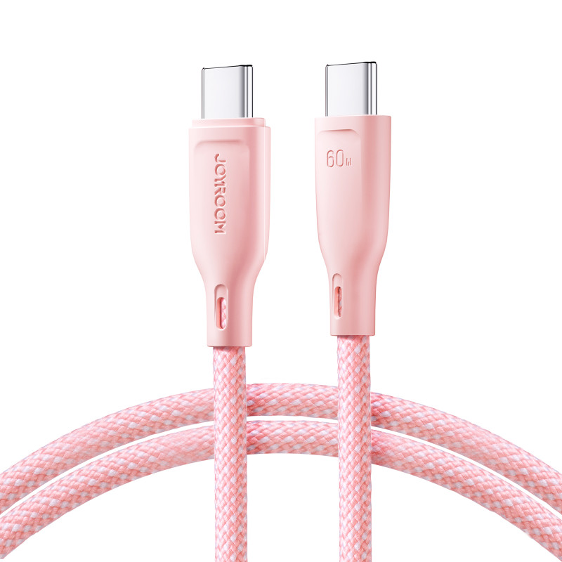 Joyroom SA34-CC3 USB-C – USB-C PD laidas 60W 480Mb/ s 1m – rožinis Joyroom SA34-CC3 USB-C – USB-C PD laidas 60W 480Mb/ s 1m – rožinis