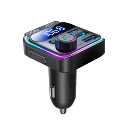 Joyroom JR-CCB01 48W FM siųstuvas 2x USB-A USB-C su dvigubu mikrofonu - juodas