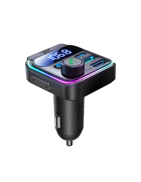 Joyroom JR-CCB01 48W FM siųstuvas 2x USB-A USB-C su dvigubu mikrofonu - juodas Joyroom JR-CCB01 48W FM siųstuvas 2x USB-A USB-C su dvigubu mikrofonu - juodas