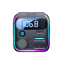 Joyroom JR-CCB01 48W FM siųstuvas 2x USB-A USB-C su dvigubu mikrofonu - juodas