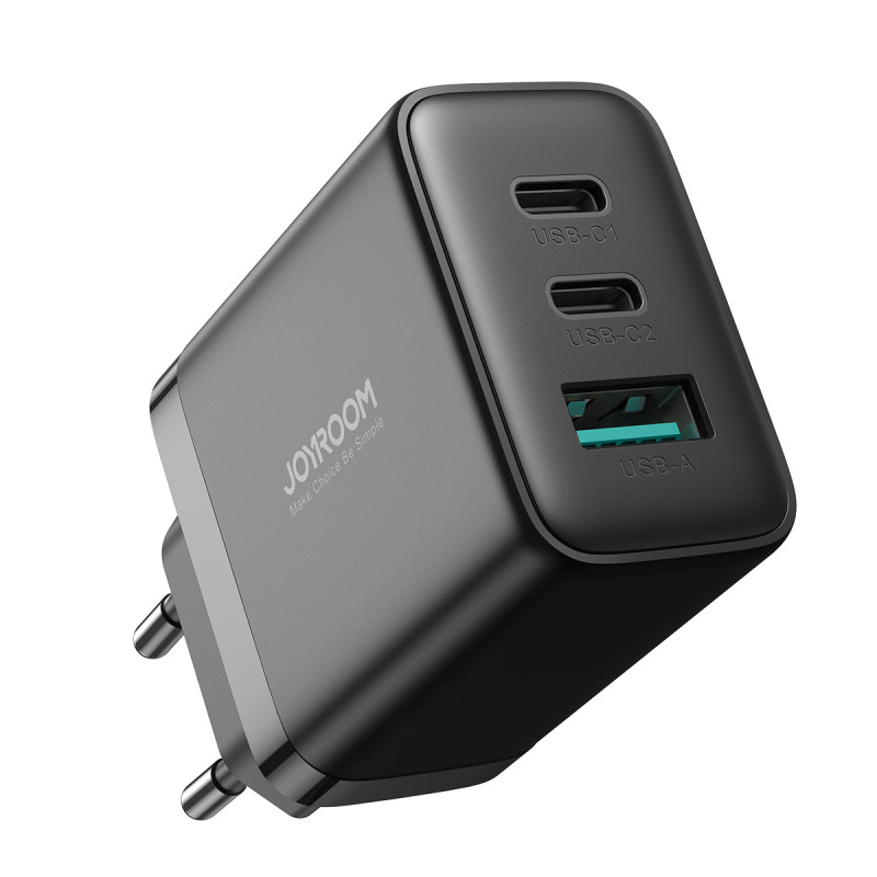 Joyroom JR-TCF10 greitas įkroviklis 2x USB-C USB-A 32W - juodas