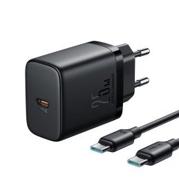 Joyroom JR-TCF11 greitas įkroviklis iki 25W + USB-C / USB-C laidas 1m - juodas