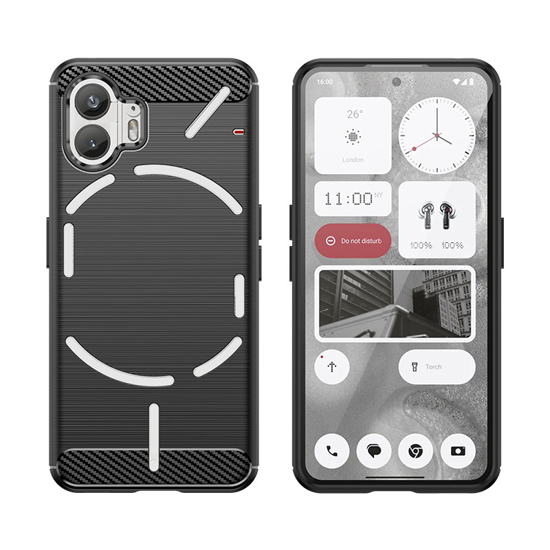 Carbon Case silikoninis dėklas, skirtas Nothing Phone 2 - juodas
