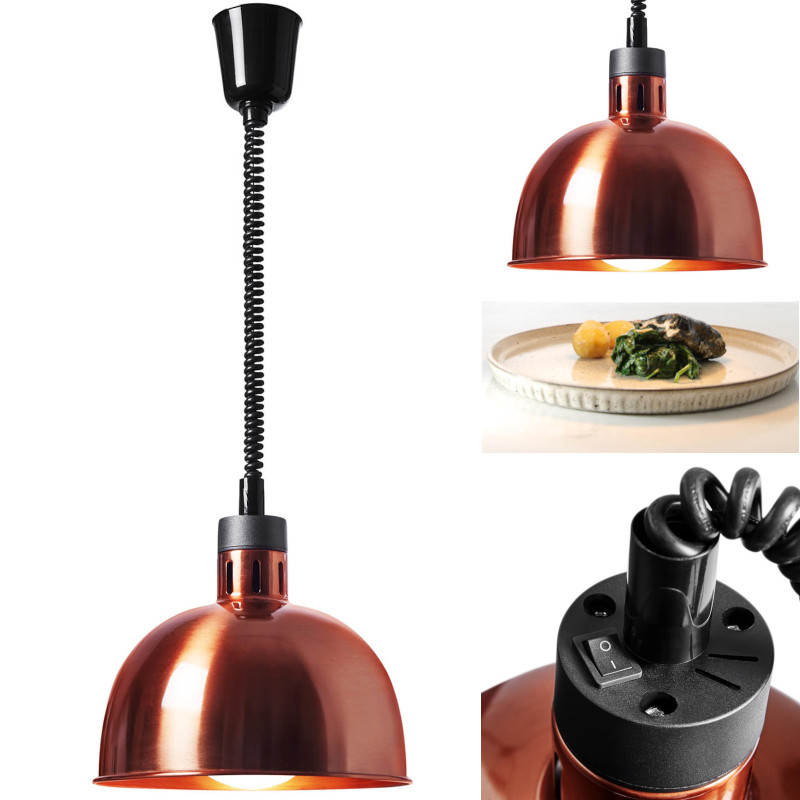 Šildymo lempa infraraudonųjų spindulių indams IR pakabinamas varinis sk. 29cm 250W