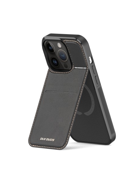 Dux Ducis Rafi Mag piniginės dėklas su 3 viename stovu iPhone 15 Pro su MagSafe ir RFID blokavimu – juodas Dux Ducis Rafi Mag piniginės dėklas su 3 viename stovu iPhone 15 Pro su MagSafe ir RFID blokavimu – juodas