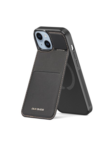„Dux Ducis Rafi Mag“ piniginės dėklas su „iPhone 15 Plus“ stovu „trys viename“ su „MagSafe“ ir RFID blokavimu – juodas