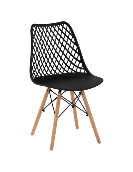 Skandinaviška ažūrinė kėdė su medinėmis kojelėmis virtuvei svetainei maks.150kg 4vnt.