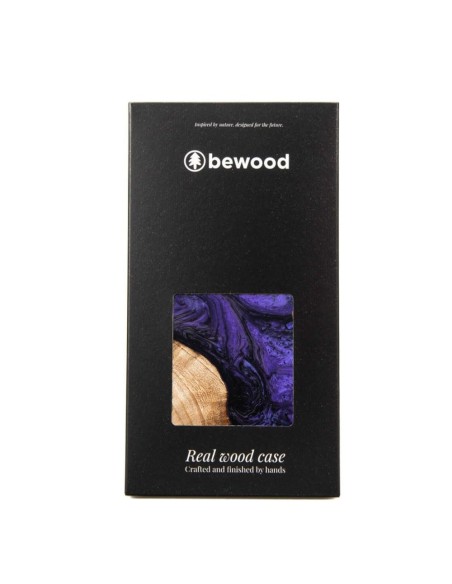 Medinis ir dervos dėklas skirtas iPhone 14 Pro MagSafe Bewood Unique Violet - violetinė ir juoda