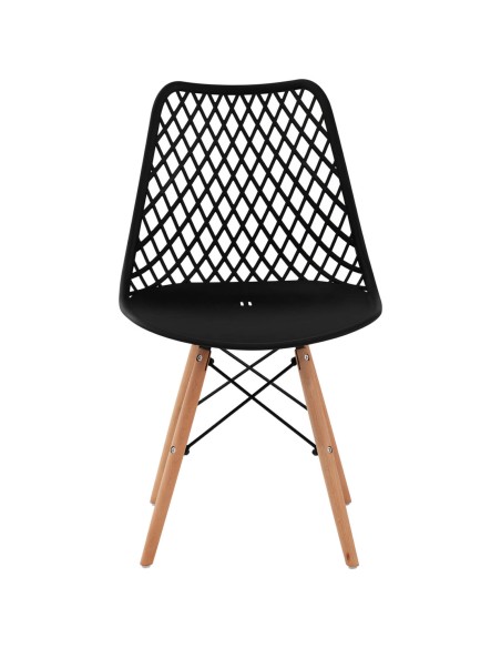 Skandinaviška ažūrinė kėdė su medinėmis kojelėmis virtuvei svetainei maks.150kg 4vnt.