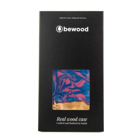 Medinis ir dervos dėklas skirtas iPhone 13 Pro Bewood Unique Vegas - rožinė ir mėlyna Medinis ir dervos dėklas skirtas iPhone 13 Pro Bewood Unique Vegas - rožinė ir mėlyna