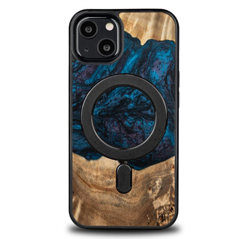 Medinis ir dervos dėklas skirtas iPhone 13 MagSafe Bewood Unique Neptun - tamsiai mėlyna ir juoda
