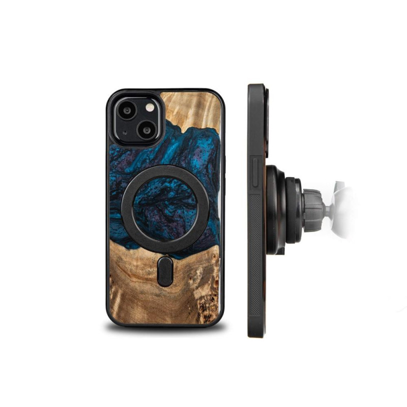 Medinis ir dervos dėklas skirtas iPhone 13 MagSafe Bewood Unique Neptun - tamsiai mėlyna ir juoda