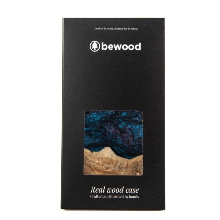 Medinis ir dervos dėklas skirtas iPhone 13 Pro MagSafe Bewood Unique Neptun - tamsiai mėlyna ir juoda