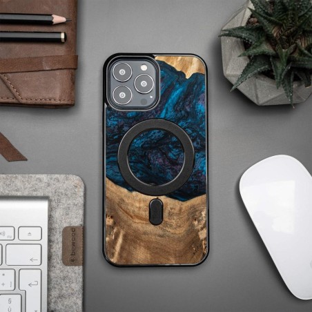 Medinis ir dervos dėklas skirtas iPhone 13 Pro Max MagSafe Bewood Unique Neptun - tamsiai mėlyna ir juoda Medinis ir dervos dėklas skirtas iPhone 13 Pro Max MagSafe Bewood Unique Neptun - tamsiai mėlyna ir juoda