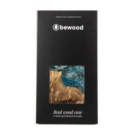 Medinis ir dervos dėklas iPhone 13 Mini MagSafe Bewood Unique Planet Earth - mėlynai žalias
