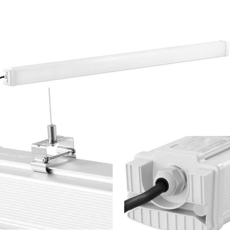 Lempos šviestuvas LED vandeniui atsparus hermetiškas dirbtuvių sandėliui IP65 6600 lm 150 cm 60 W