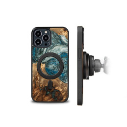 Medinis ir dervos dėklas iPhone 13 Pro Max MagSafe Bewood Unique Planet Earth - mėlynai žalias