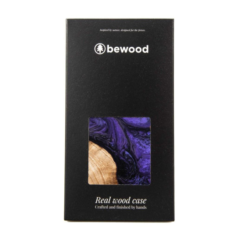 Medinis ir dervos dėklas skirtas iPhone 13 Pro MagSafe Bewood Unique Violet - violetinė ir juoda