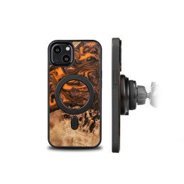 Medinis ir dervos dėklas iPhone 13 MagSafe Bewood Unique Orange - oranžinė ir juoda