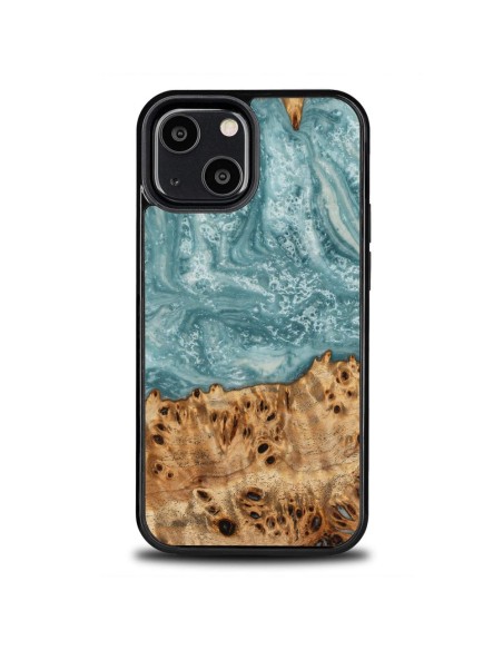 Medinis ir dervos dėklas iPhone 13 Mini Bewood Unique Uranus - mėlynos ir baltos spalvos Medinis ir dervos dėklas iPhone 13 Mini Bewood Unique Uranus - mėlynos ir baltos spalvos