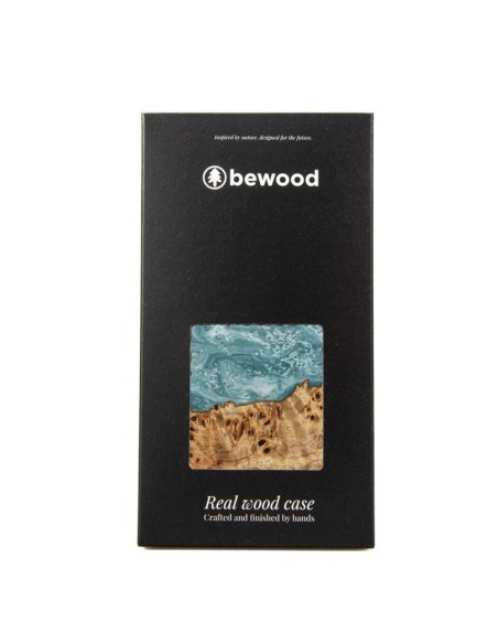 Medinis ir dervos dėklas iPhone 13 Mini Bewood Unique Uranus - mėlynos ir baltos spalvos Medinis ir dervos dėklas iPhone 13 Mini Bewood Unique Uranus - mėlynos ir baltos spalvos