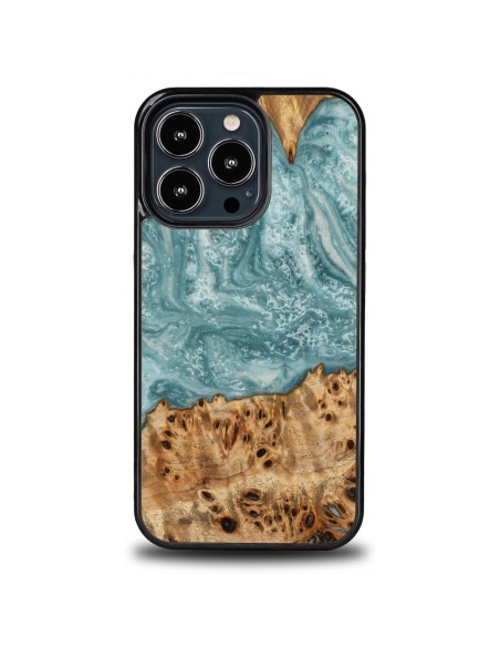 Medinis ir dervos dėklas skirtas iPhone 13 Pro Bewood Unique Uranus - mėlyna ir balta Medinis ir dervos dėklas skirtas iPhone 13 Pro Bewood Unique Uranus - mėlyna ir balta