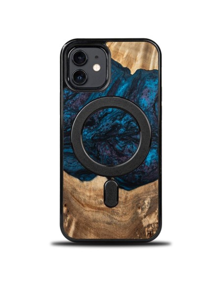 Medinis ir dervos dėklas skirtas iPhone 12/ 12 Pro MagSafe Bewood Unique Neptun - tamsiai mėlyna ir juoda Medinis ir dervos dėklas skirtas iPhone 12/ 12 Pro MagSafe Bewood Unique Neptun - tamsiai mėlyna ir juoda