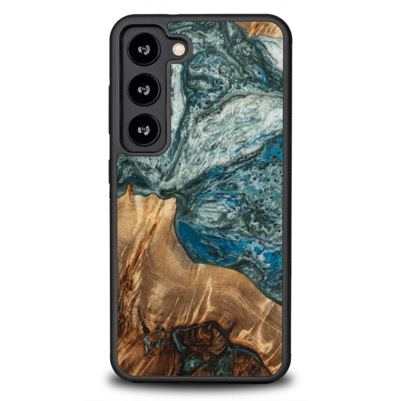 Medinis ir dervos dėklas Samsung Galaxy S23 Bewood Unique Planet Earth - mėlynai žalias Medinis ir dervos dėklas Samsung Galaxy S23 Bewood Unique Planet Earth - mėlynai žalias