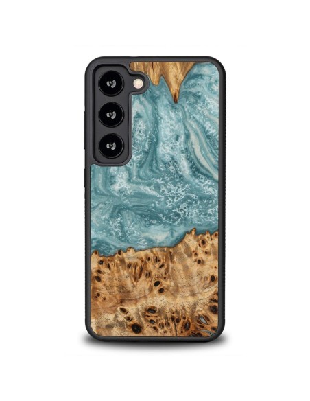 Medinis ir dervos dėklas Samsung Galaxy S23 Bewood Unique Uranus - mėlynos ir baltos spalvos Medinis ir dervos dėklas Samsung Galaxy S23 Bewood Unique Uranus - mėlynos ir baltos spalvos