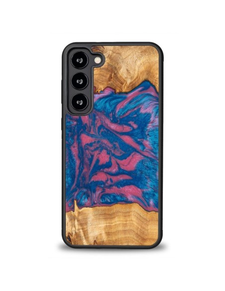 Medinis ir dervos dėklas, skirtas Samsung Galaxy S23 Plus Bewood Unique Vegas - rožinė ir mėlyna Medinis ir dervos dėklas, skirtas Samsung Galaxy S23 Plus Bewood Unique Vegas - rožinė ir mėlyna