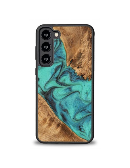Medinis ir dervos dėklas, skirtas Samsung Galaxy S23 Plus Bewood Unique Turquoise - turkis ir juodas