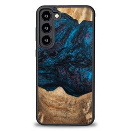 Medinis ir dervos dėklas, skirtas Samsung Galaxy S23 Plus Bewood Unique Neptun - tamsiai mėlyna ir juoda