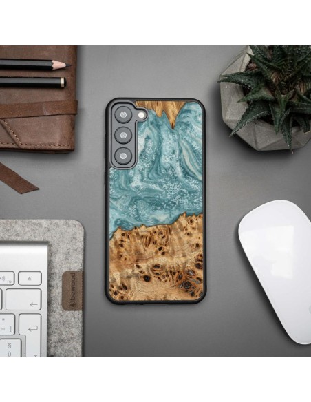 Medinis ir dervos dėklas Samsung Galaxy S23 Plus Bewood Unique Uranus - mėlynos ir baltos spalvos Medinis ir dervos dėklas Samsung Galaxy S23 Plus Bewood Unique Uranus - mėlynos ir baltos spalvos