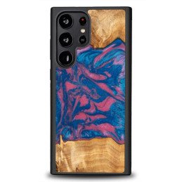 Medinis ir dervos dėklas, skirtas Samsung Galaxy S23 Ultra Bewood Unique Vegas - rožinė ir mėlyna