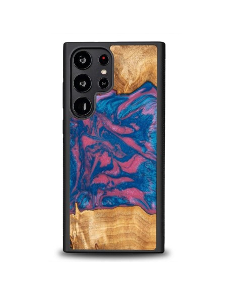 Medinis ir dervos dėklas, skirtas Samsung Galaxy S23 Ultra Bewood Unique Vegas - rožinė ir mėlyna Medinis ir dervos dėklas, skirtas Samsung Galaxy S23 Ultra Bewood Unique Vegas - rožinė ir mėlyna