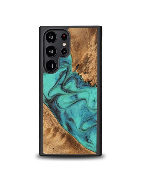 Medinis ir dervos dėklas, skirtas Samsung Galaxy S23 Ultra Bewood Unique Turquoise - turkis ir juodas Medinis ir dervos dėklas, skirtas Samsung Galaxy S23 Ultra Bewood Unique Turquoise - turkis ir juodas