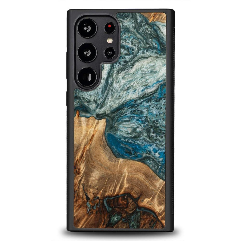 Medinis ir dervos dėklas Samsung Galaxy S23 Ultra Bewood Unique Planet Earth - mėlynai žalias Medinis ir dervos dėklas Samsung Galaxy S23 Ultra Bewood Unique Planet Earth - mėlynai žalias