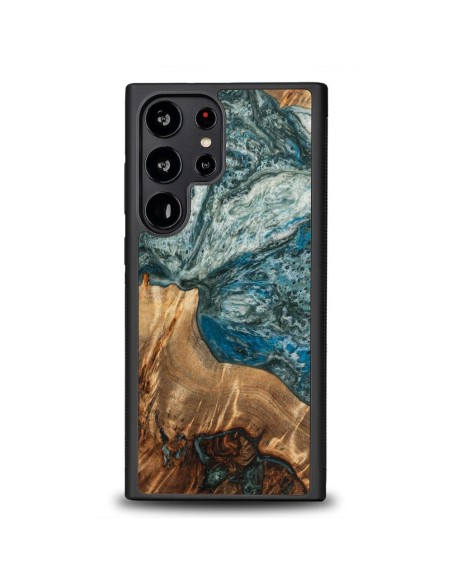 Medinis ir dervos dėklas Samsung Galaxy S23 Ultra Bewood Unique Planet Earth - mėlynai žalias Medinis ir dervos dėklas Samsung Galaxy S23 Ultra Bewood Unique Planet Earth - mėlynai žalias