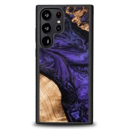 Medinis ir dervos dėklas, skirtas Samsung Galaxy S23 Ultra Bewood Unique Violet - violetinė ir juoda