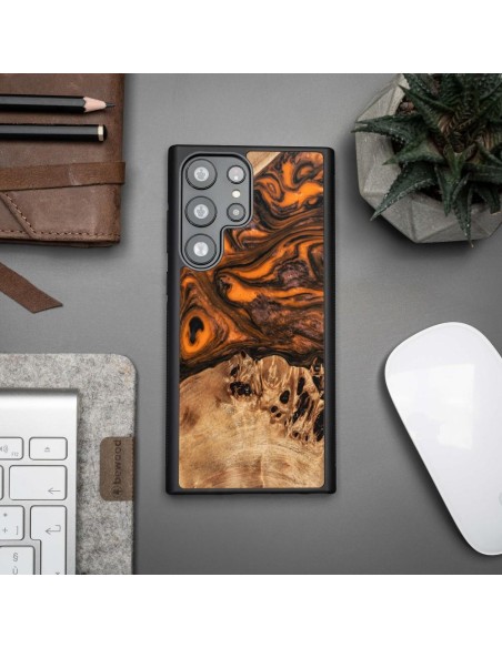 Medinis ir dervos dėklas Samsung Galaxy S23 Ultra Bewood Unique Orange - oranžinė ir juoda Medinis ir dervos dėklas Samsung Galaxy S23 Ultra Bewood Unique Orange - oranžinė ir juoda